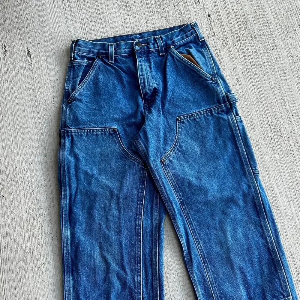 Carhartt denim blue jean double knee work wear carpenter pants